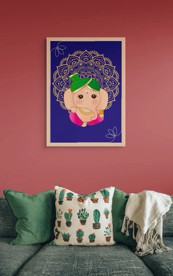 Wooden_Framed_Bal_Ganesha_Fibre_Art_|_For_Home_&_Office_Decor
