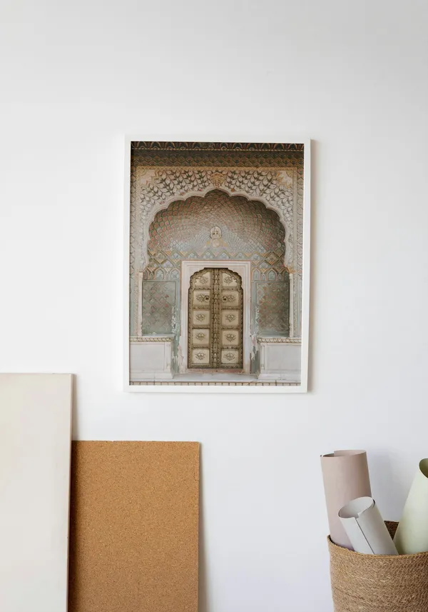 White_Framed_Southwest_Lotus_Gates_Fibre_Art_|_For_Home_&_Office_Decor