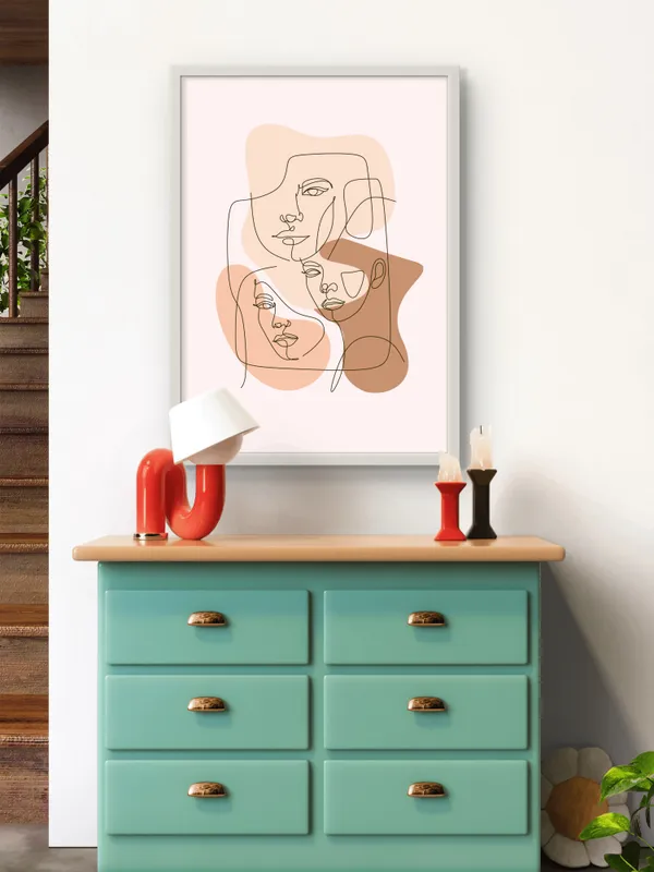 White_Framed_Three_Boho_Faces_Fibre_Art_|_For_Home_&_Office_Decor