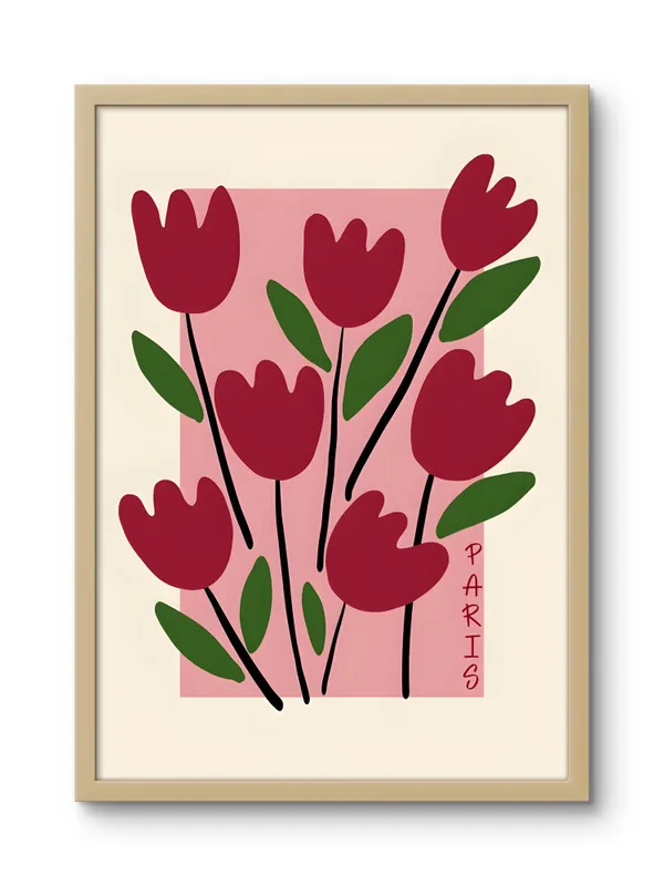 Wooden_Framed_Red_Tulips_Fibre_Art_|__For_Home_&_Office_Decor