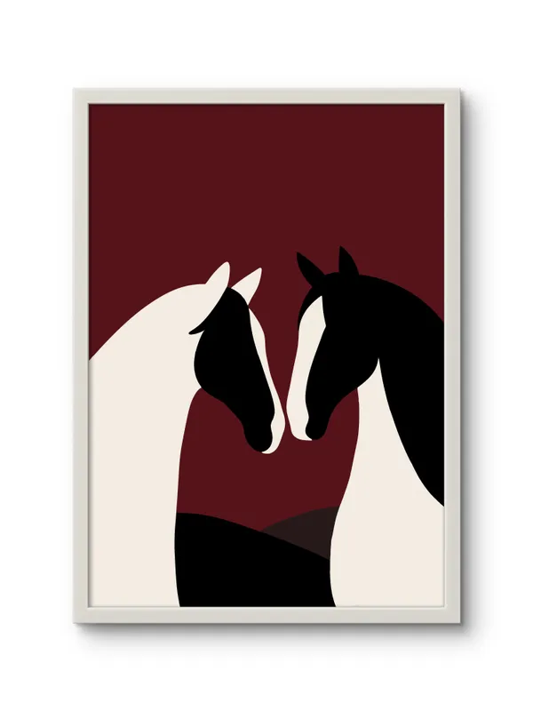White_Framed_Abstract_Horses_Fibre_Art_|_For_Home_&_Office_Decor