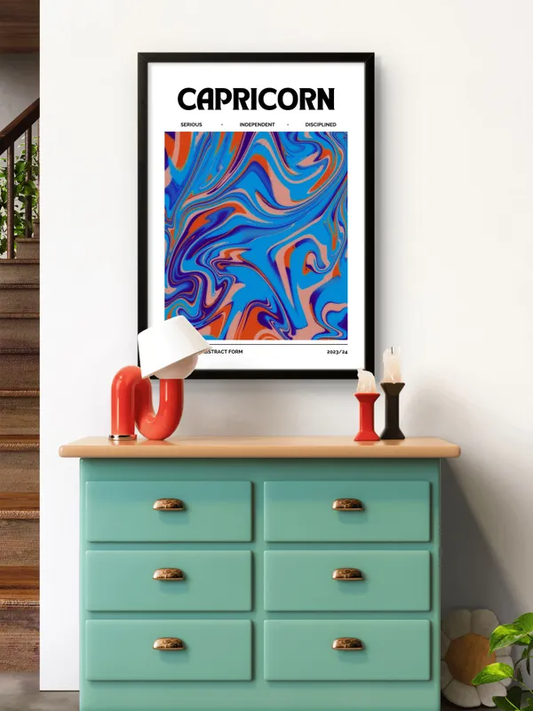 Black_Framed_Capricorn_Sunshine_Fibre_Art_|_For_Home_&_Office_Decor