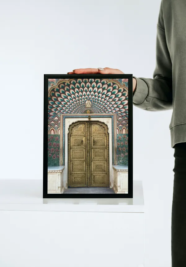 Black_Framed_Peacock_Gate_Fibre_Art_|_For_Home_&_Office_Decor