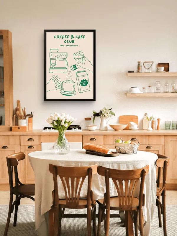Black_Framed_Coffee_And_Cake_Club_Fibre_Art_|_For_Home_&_Office_Decor
