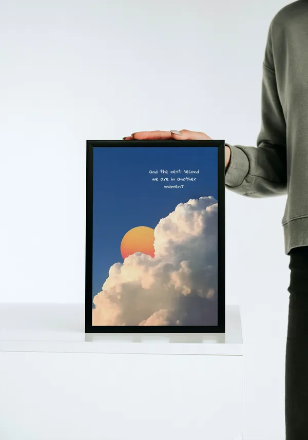 Black_Framed_Sun_Through_Clouds_Fibre_Art_|_For_Home_&_Office_Decor