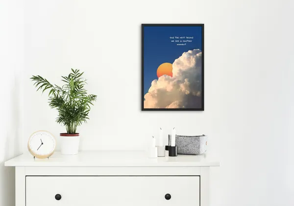 Black_Framed_Sun_Through_Clouds_Fibre_Art_|_For_Home_&_Office_Decor