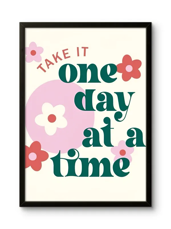 Black_Framed_One_Day_At_A_Time_Fibre_Art_|_For_Home_&_Office_Decor