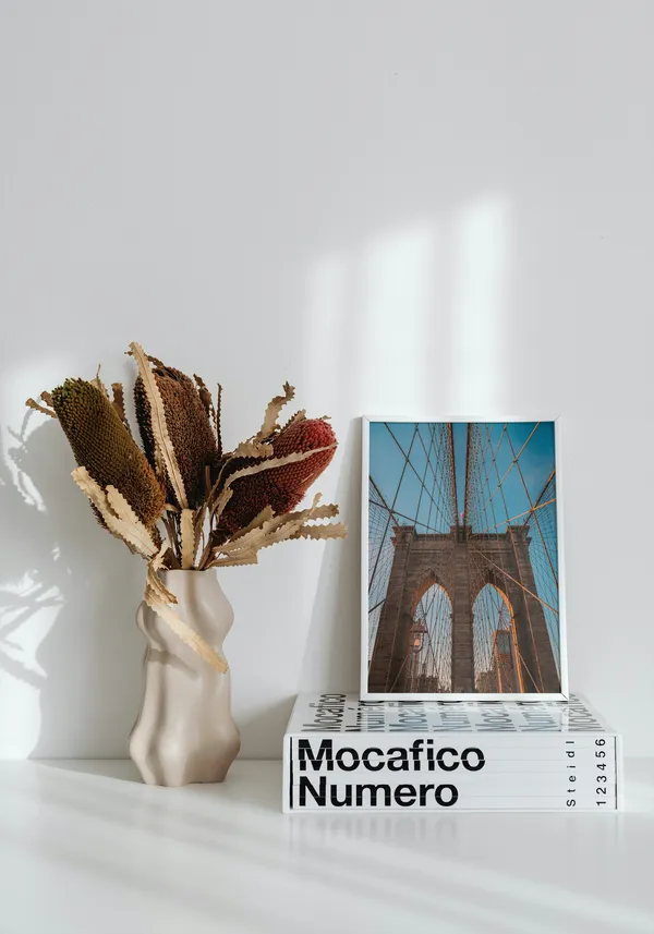 White_Framed_New_York_Bridge_Fibre_Art_|_For_Home_&_Office_Decor