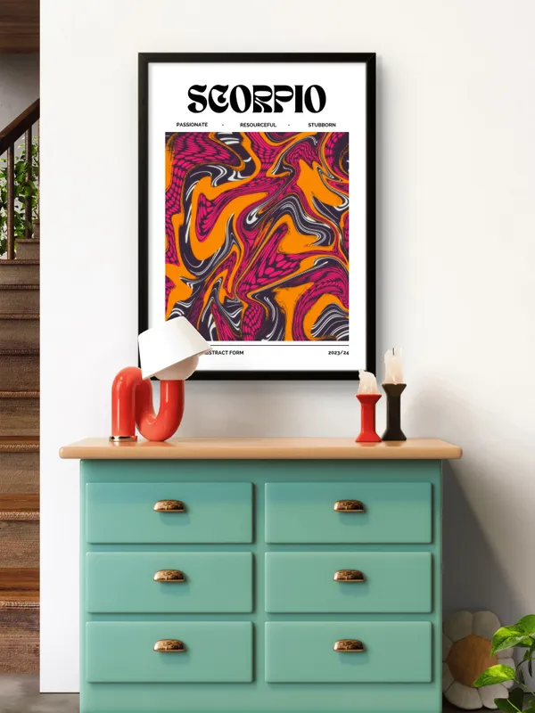 Black_Framed_Scorpio_Sunshine_Fibre_Art_|_For_Home_&_Office_Decor