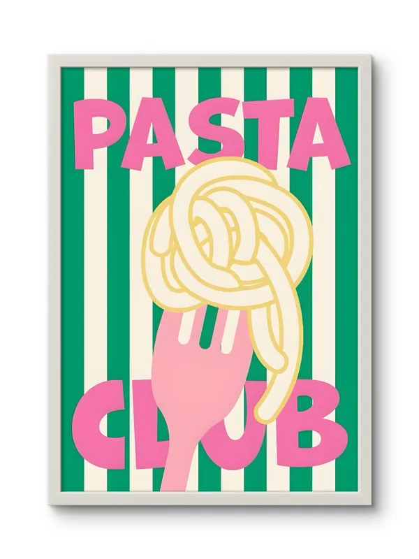 White_Framed_Pasta_Club_Fibre_Art_|_For_Home_&_Office_Decor