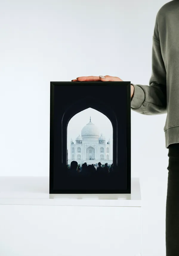 Black_Framed_Taj_Mahal_Through_Window_Fibre_Art_|_For_Home_&_Office_Decor