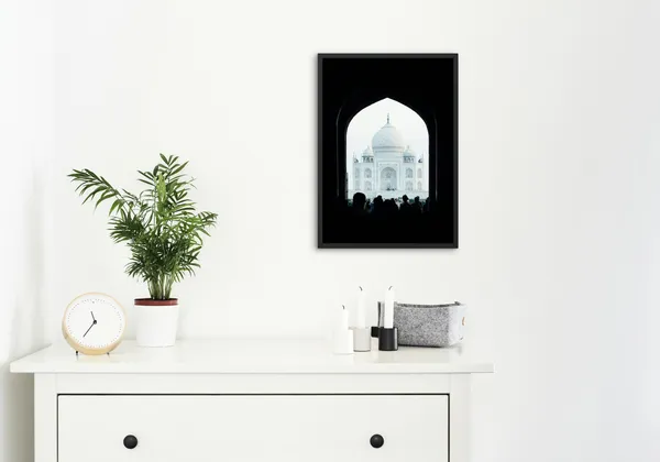 Black_Framed_Taj_Mahal_Through_Window_Fibre_Art_|_For_Home_&_Office_Decor