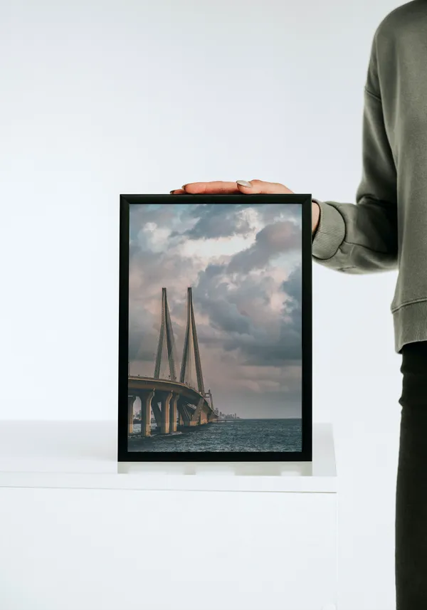 Black_Framed_Bandra_Worli_Sea_Link_Fibre_Art_|_For_Home_&_Office_Decor