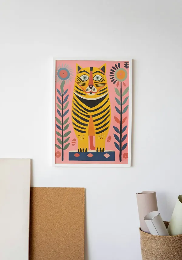 White_Framed_Bengal_Tiger_Fibre_Art_|_For_Home_&_Office_Decor