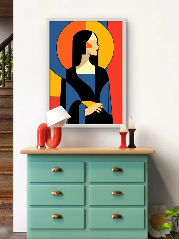 White_Framed_Abstract_Posing_Lady_Fibre_Art_|_For_Home_&_Office_Decor