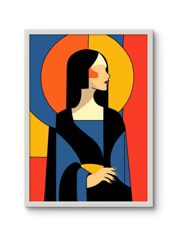 White_Framed_Abstract_Posing_Lady_Fibre_Art_|_For_Home_&_Office_Decor
