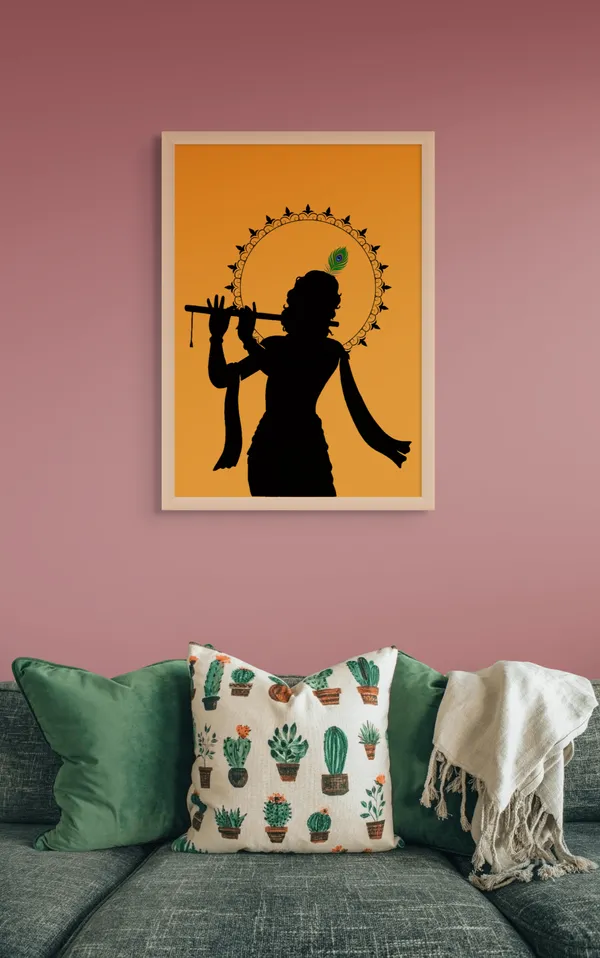 Wooden_Framed_Krishna_Fibre_Art_|_For_Home_&_Office_Decor
