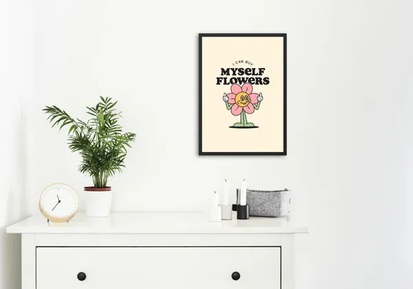 Black_Framed_I_Can_Buy_Flowers_Fibre_Art_|_For_Home_&_Office_Decor