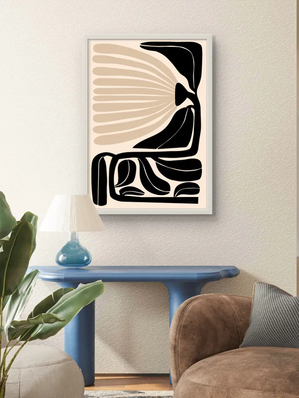 White_Framed_Black_Flower_Canvas_Fibre_Art_|_For_Home_&_Office_Decor