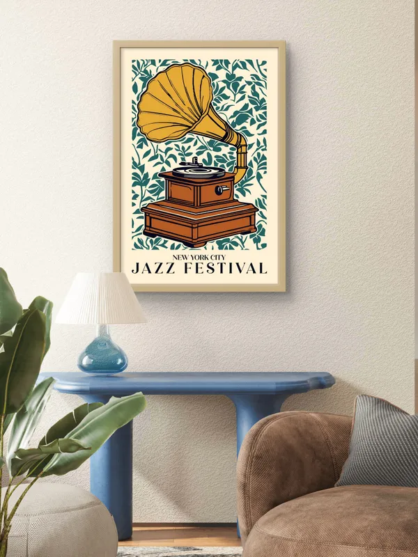 Wooden_Framed_Nyc_Jazz_Festival_Fibre_Art_|_For_Home_&_Office_Decor