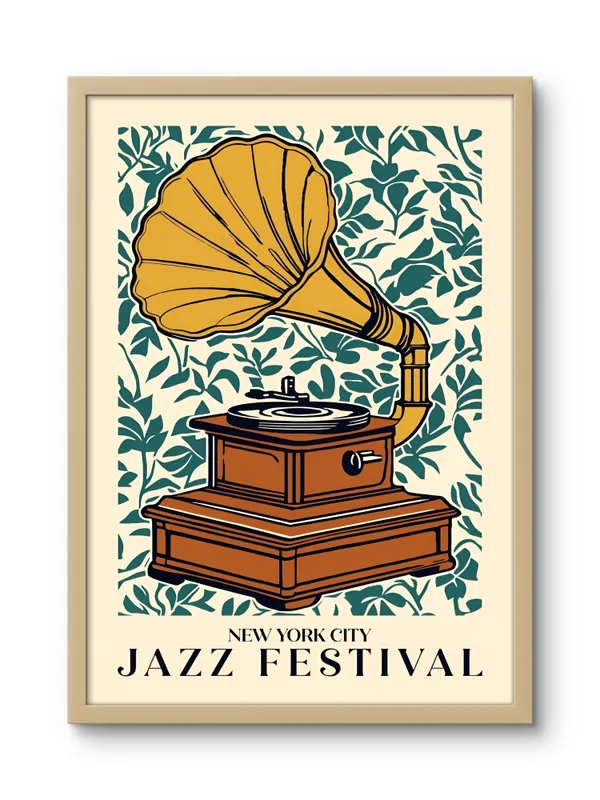 Wooden_Framed_Nyc_Jazz_Festival_Fibre_Art_|_For_Home_&_Office_Decor