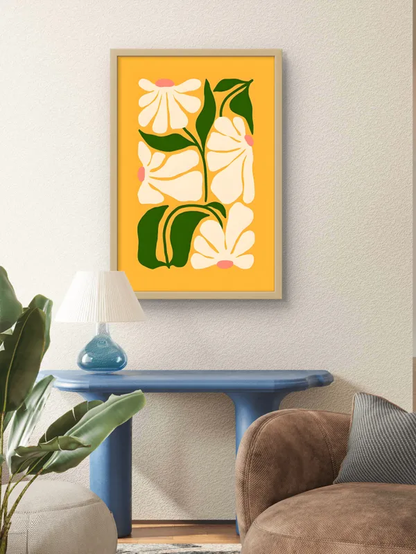 Wooden_Framed_White_Leaves_Fibre_Art_|_For_Home_&_Office_Decor