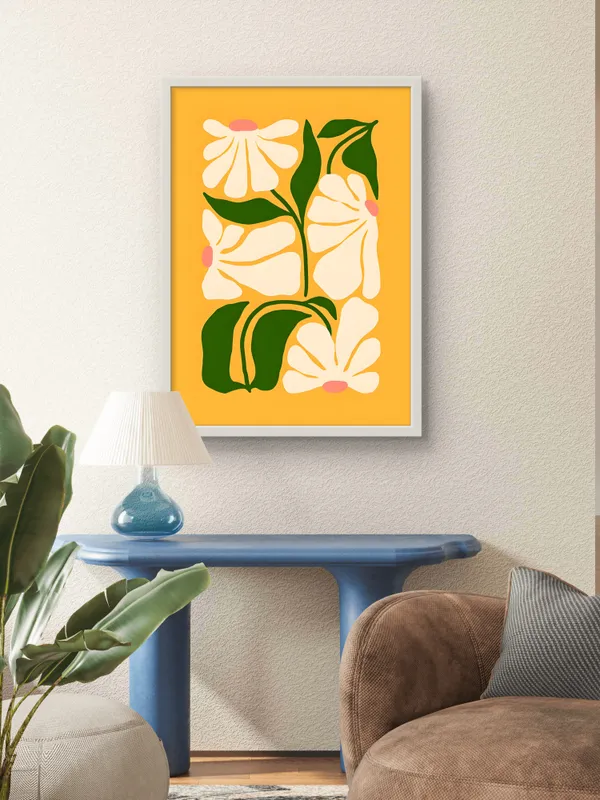 White_Framed_White_Leaves_Fibre_Art_|_For_Home_&_Office_Decor