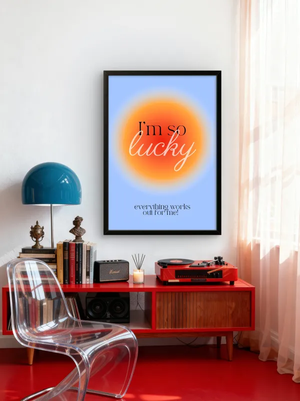 Black_Framed_I_Am_So_Lucky_Fibre_Art_|_For_Home_&_Office_Decor