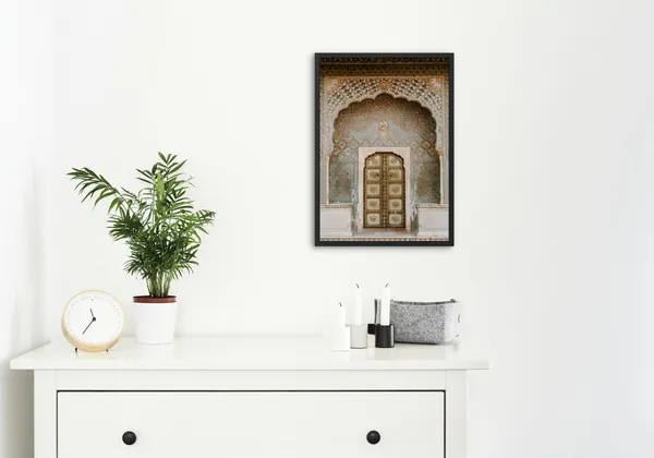 Black_Framed_Southwest_Lotus_Gates_Fibre_Art_|_For_Home_&_Office_Decor