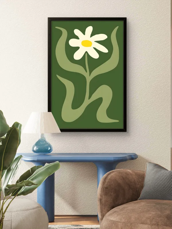Black_Framed_Green_Yolk_Petals_Fibre_Art_|_For_Home_&_Office_Decor