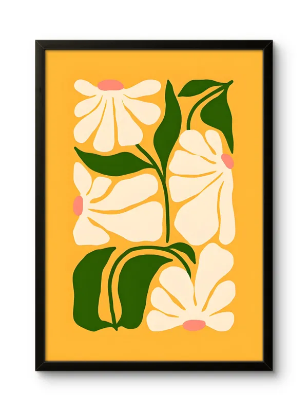 Black_Framed_White_Leaves_Fibre_Art_|_For_Home_&_Office_Decor