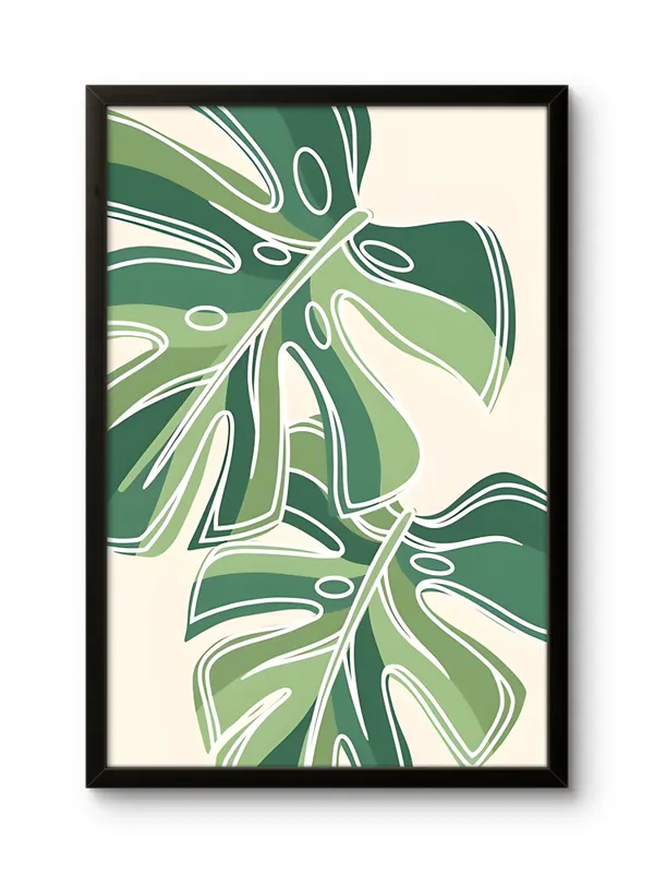 Black_Framed_Big_Monstera_Leaves_Fibre_Art_|_For_Home_&_Office_Decor