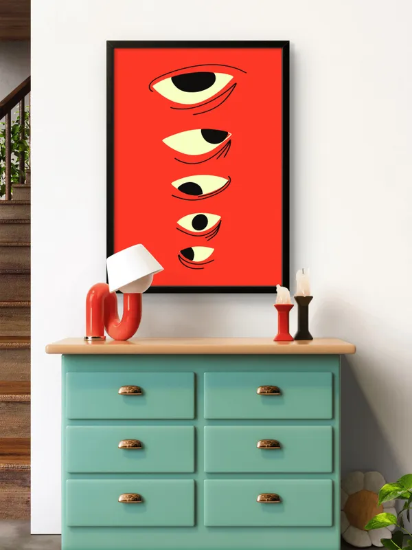 Black_Framed_Stacked_Eyes_Fibre_Art_|_For_Home_&_Office_Decor