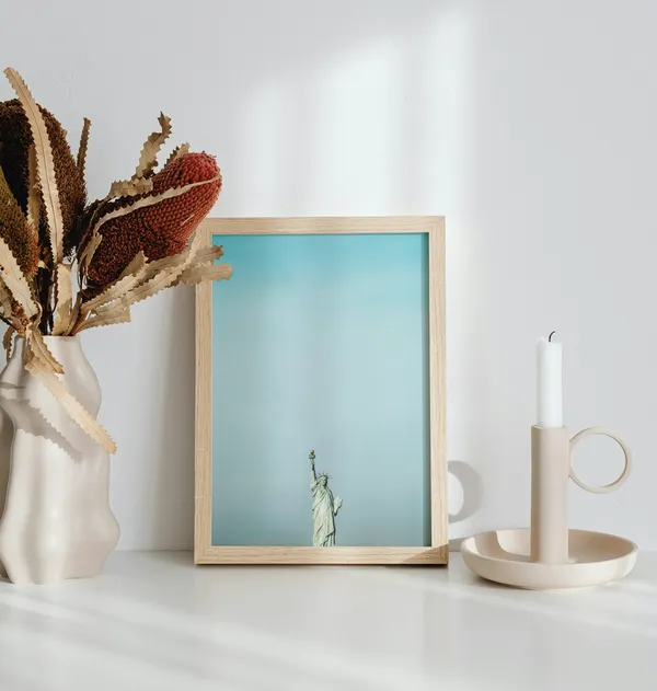 Wooden_Framed_Statue_Of_Liberty_In_Sky_Fibre_Art_|_For_Home_&_Office_Decor