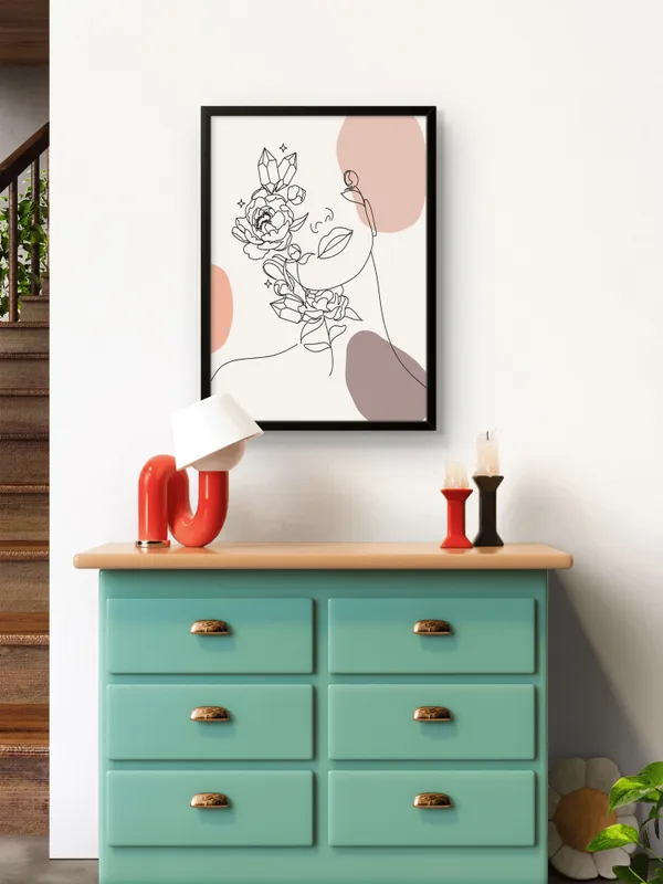 Black_Framed_Boho_Flower_Girl_Fibre_Art_|_For_Home_&_Office_Decor