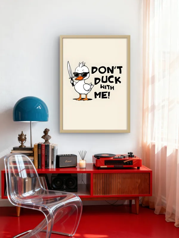 Wooden_Framed_Don'T_Duck_Me_Fibre_Art_|_For_Home_&_Office_Decor