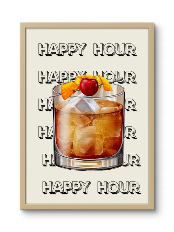 Wooden_Framed_Happy_Hour_Fibre_Art_|_For_Home_&_Office_Decor
