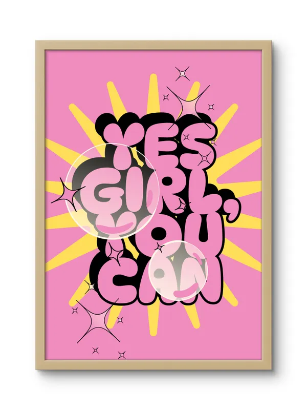 Wooden_Framed_Yes_Girl_You_Can_Fibre_Art_|_For_Home_&_Office_Decor
