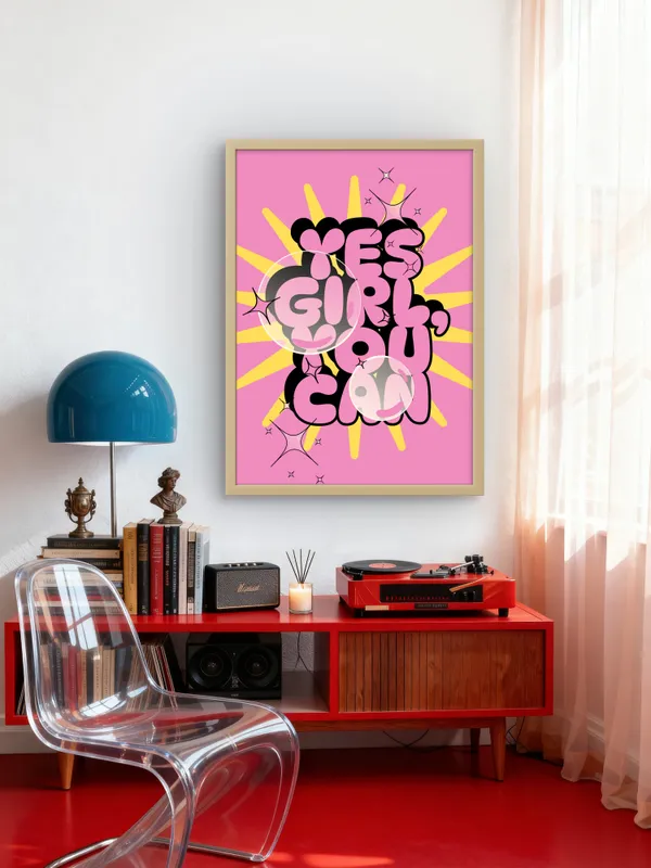 Wooden_Framed_Yes_Girl_You_Can_Fibre_Art_|_For_Home_&_Office_Decor