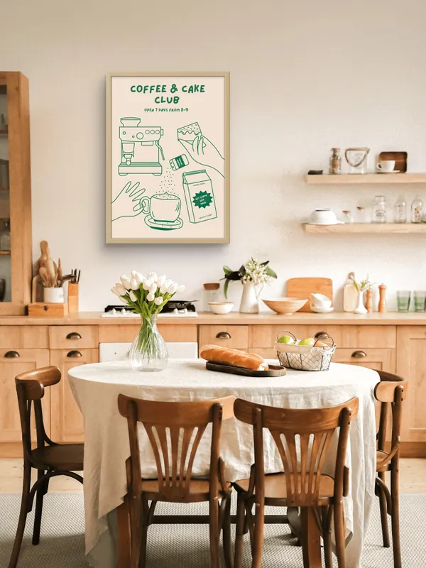 Wooden_Framed_Coffee_And_Cake_Club_Fibre_Art_|__For_Home_&_Office_Decor