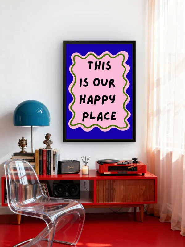 Black_Framed_Happy_Place_Fibre_Art_|_For_Home_&_Office_Decor
