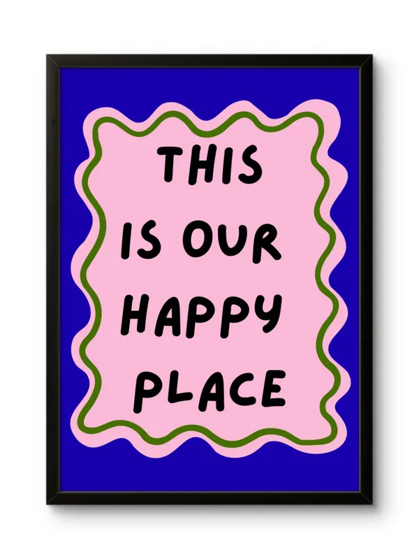 Black_Framed_Happy_Place_Fibre_Art_|_For_Home_&_Office_Decor
