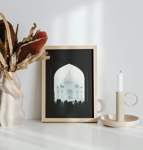 Wooden_Framed_Taj_Mahal_Through_Window_Fibre_Art_|_For_Home_&_Office_Decor