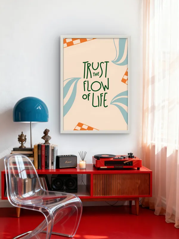 White_Framed_Flow_Of_Life_Fibre_Art_|_For_Home_&_Office_Decor