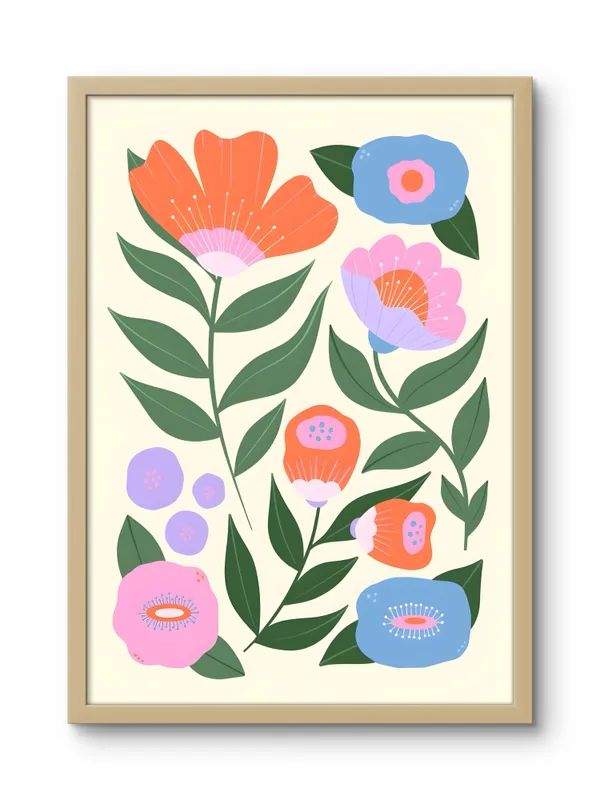 Wooden_Framed_Coloured_Flower_Bloom_Fibre_Art_|_For_Home_&_Office_Decor