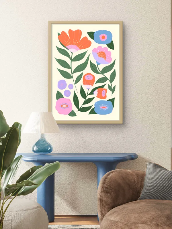 Wooden_Framed_Coloured_Flower_Bloom_Fibre_Art_|_For_Home_&_Office_Decor