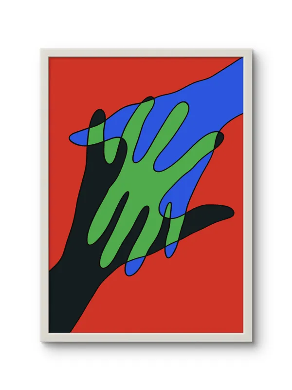 White_Framed_Hand_In_Hand_Fibre_Art_|_For_Home_&_Office_Decor