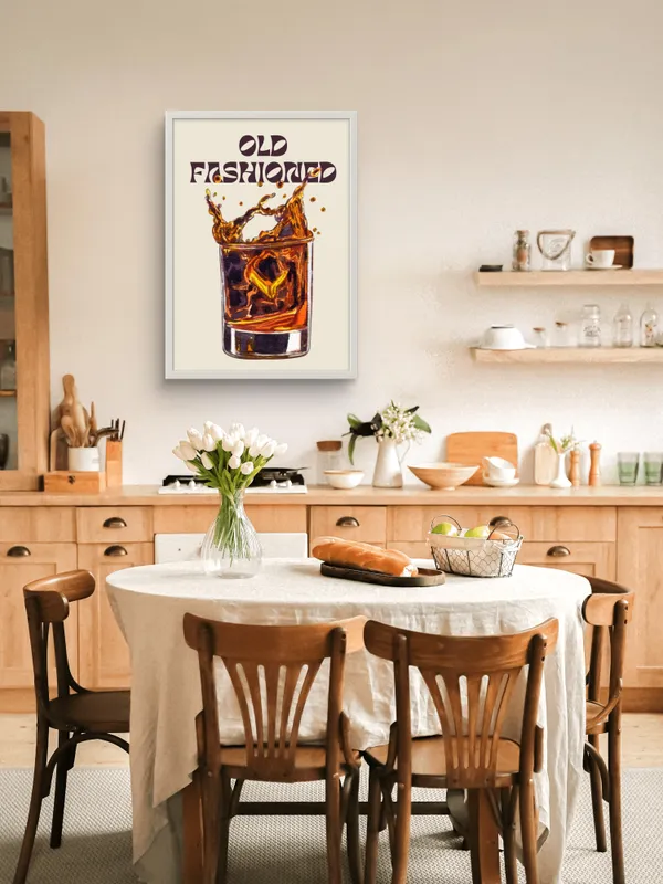 White_Framed_Old_Monk_Fibre_Art_|_For_Home_&_Office_Decor