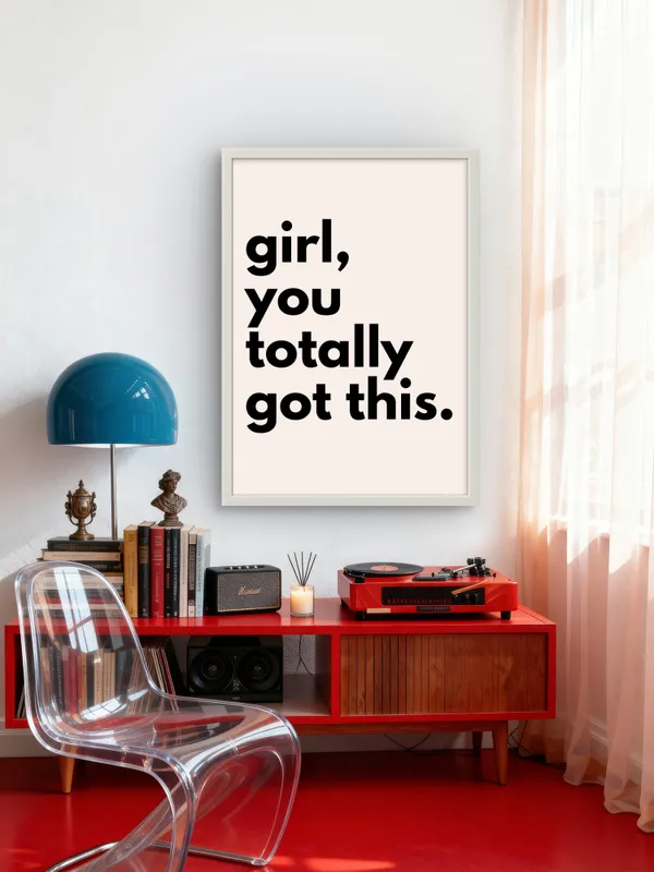 White_Framed_Girl_You_Totally_Got_This_Fibre_Art_|_For_Home_&_Office_Decor