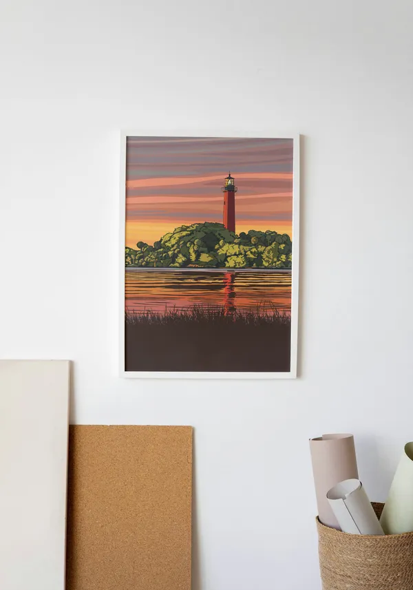 White_Framed_Florida_Sunset_Fibre_Art_|_For_Home_&_Office_Decor